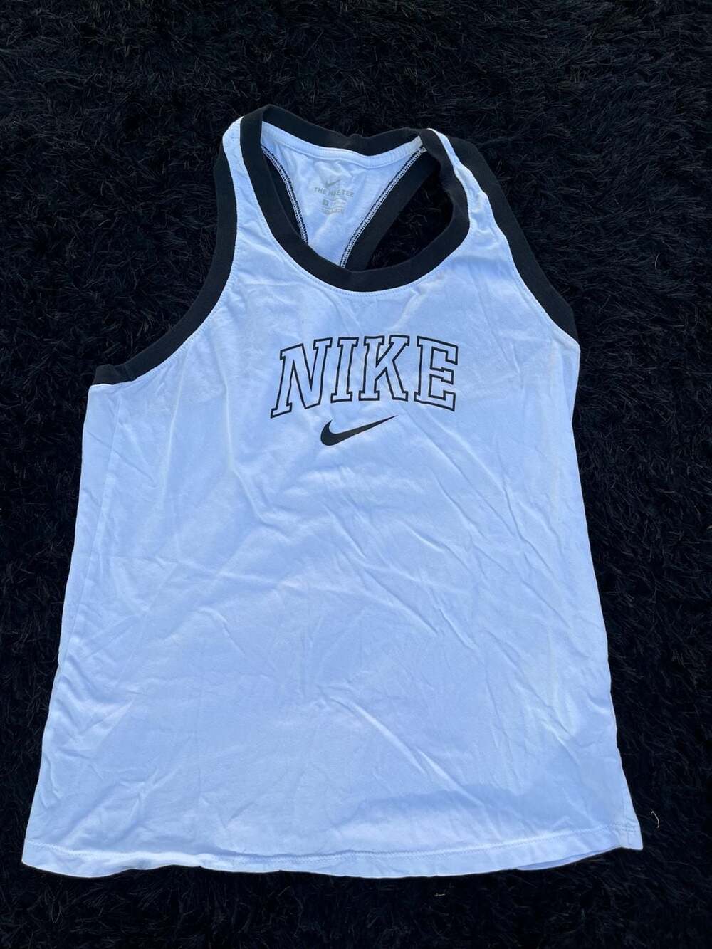 Nike The Nike Tee Racerback Tank Top White Black Size S